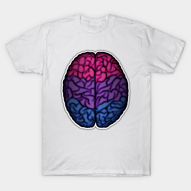 Large Bisexual Pride Flag Colored Brain Vector T-Shirt by LiveLoudGraphics